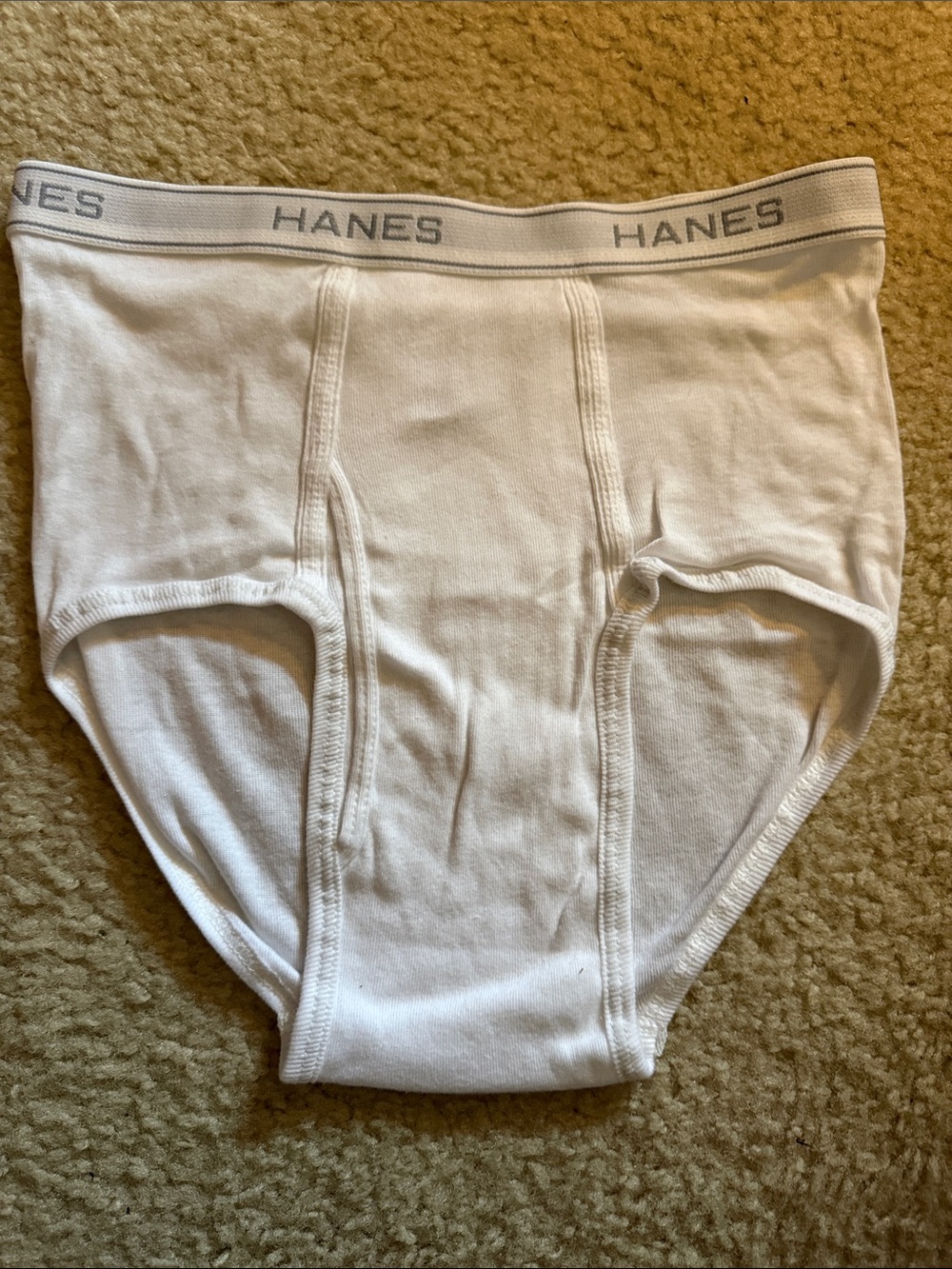 Hanes Men’s White Briefs with Gray Logo Waistband